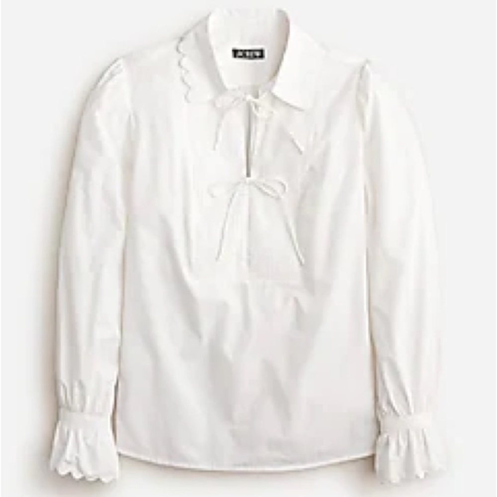 J Crew Scalloped Popover in Cotton Poplin